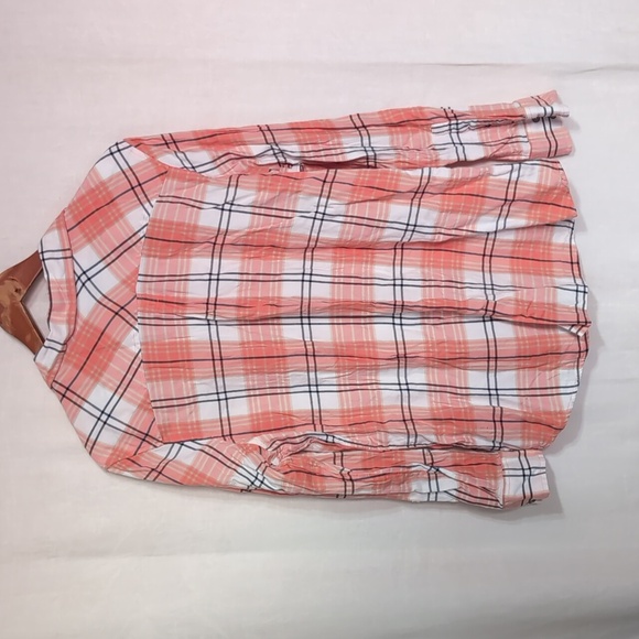 Natural Reflections Peach Grey Plaid Long Sleeve Button Up Size Extra Large - Picture 6 of 6